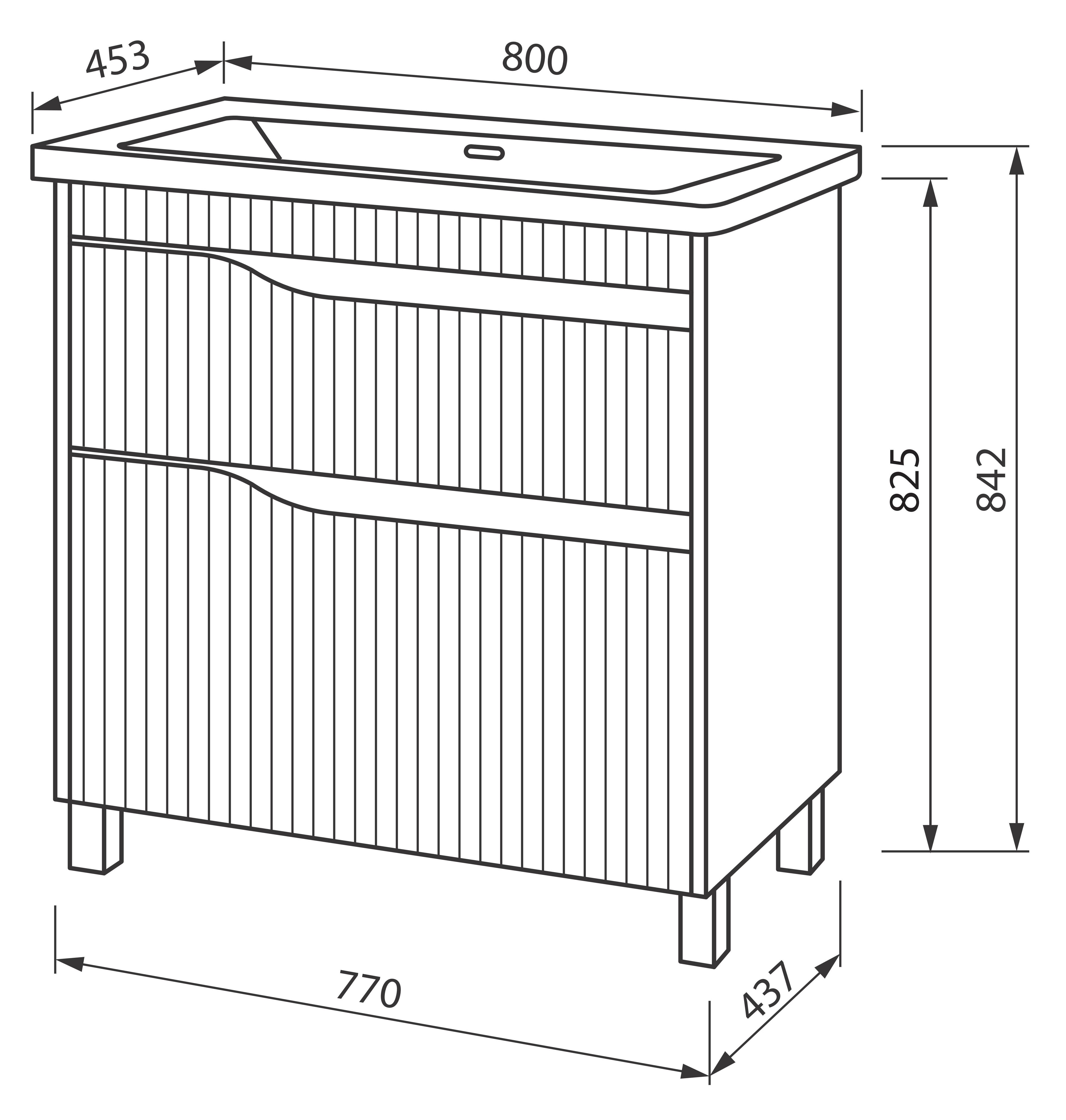 Тумба ЮВВІС Florence ТНБ-2 Д з умивальником Канте 80 см Білий матовий (25075178) - фото 3
