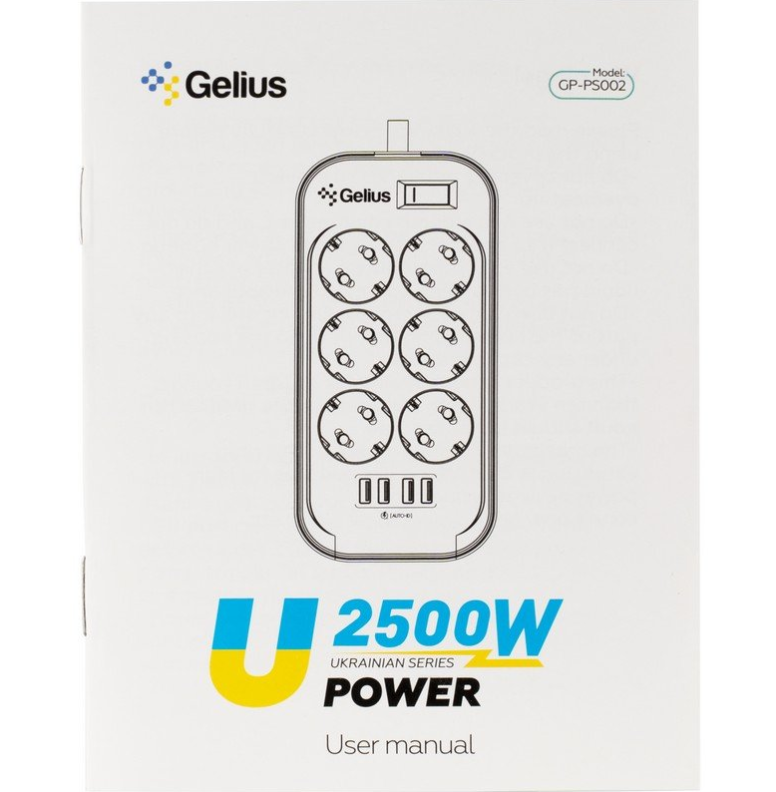 Фільтр мережевий Gelius U-Power GP-PS-002 6 220V Ports/4 USB Ports 3,4A 2 м Black - фото 8 Фільтр мережевий Gelius U-Power GP-PS-002 6 220V Ports/4 USB Ports 3,4A 2 м Black - фото 8