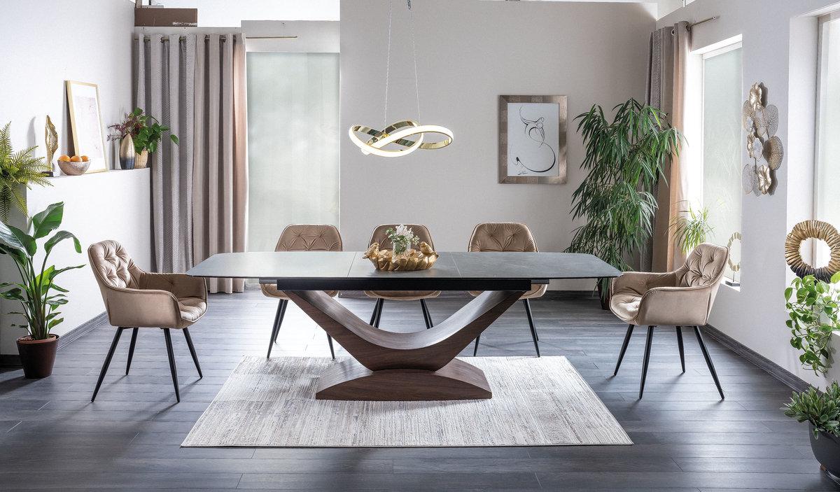 Стол Signal DOLCE CERAMIC 180-240x95 Серый мрамор/Орех (DOLCESZOR180)