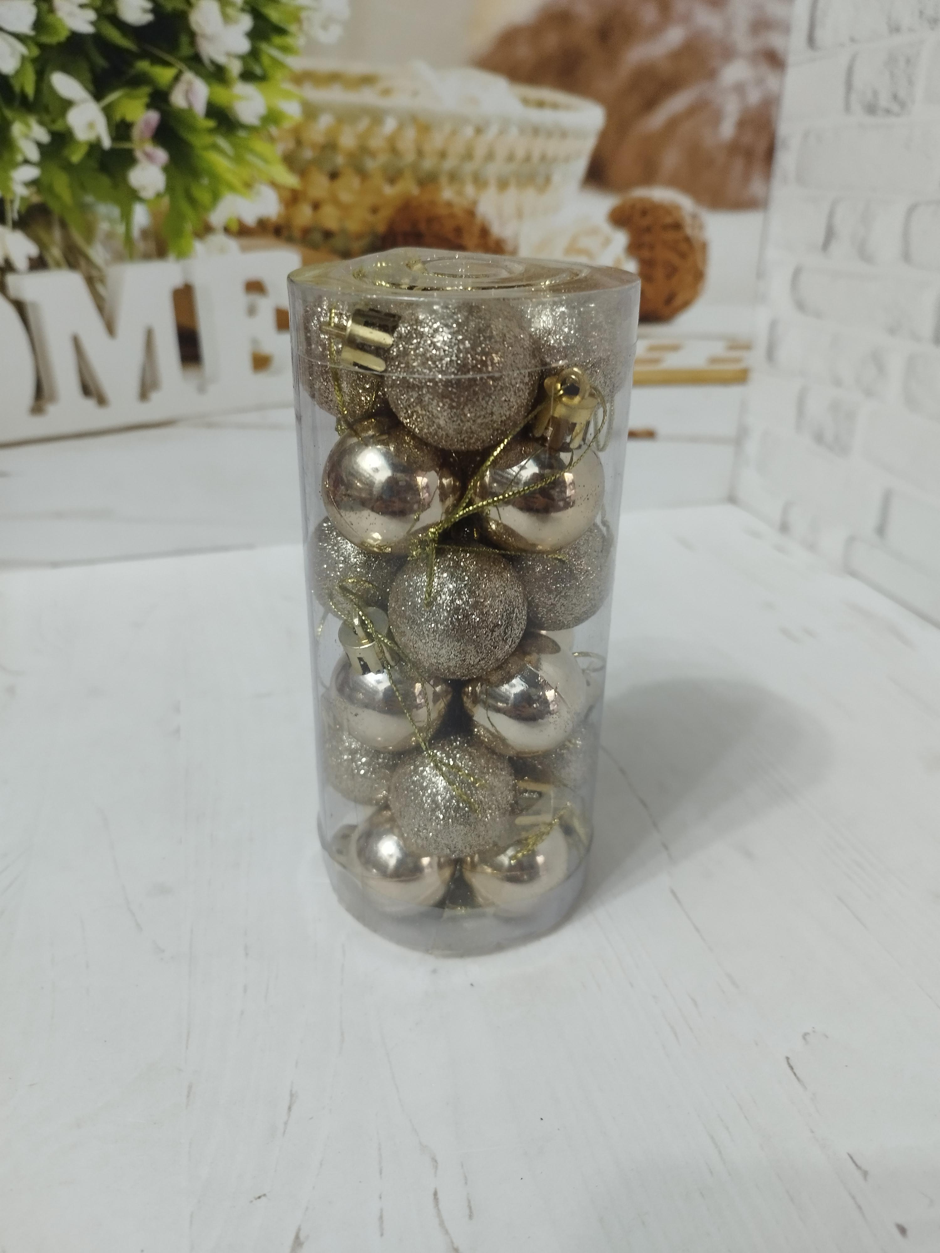 Набор новогодних шаров на елку пластиковые 3 см 24 шт. Золотистый (MK9003)
