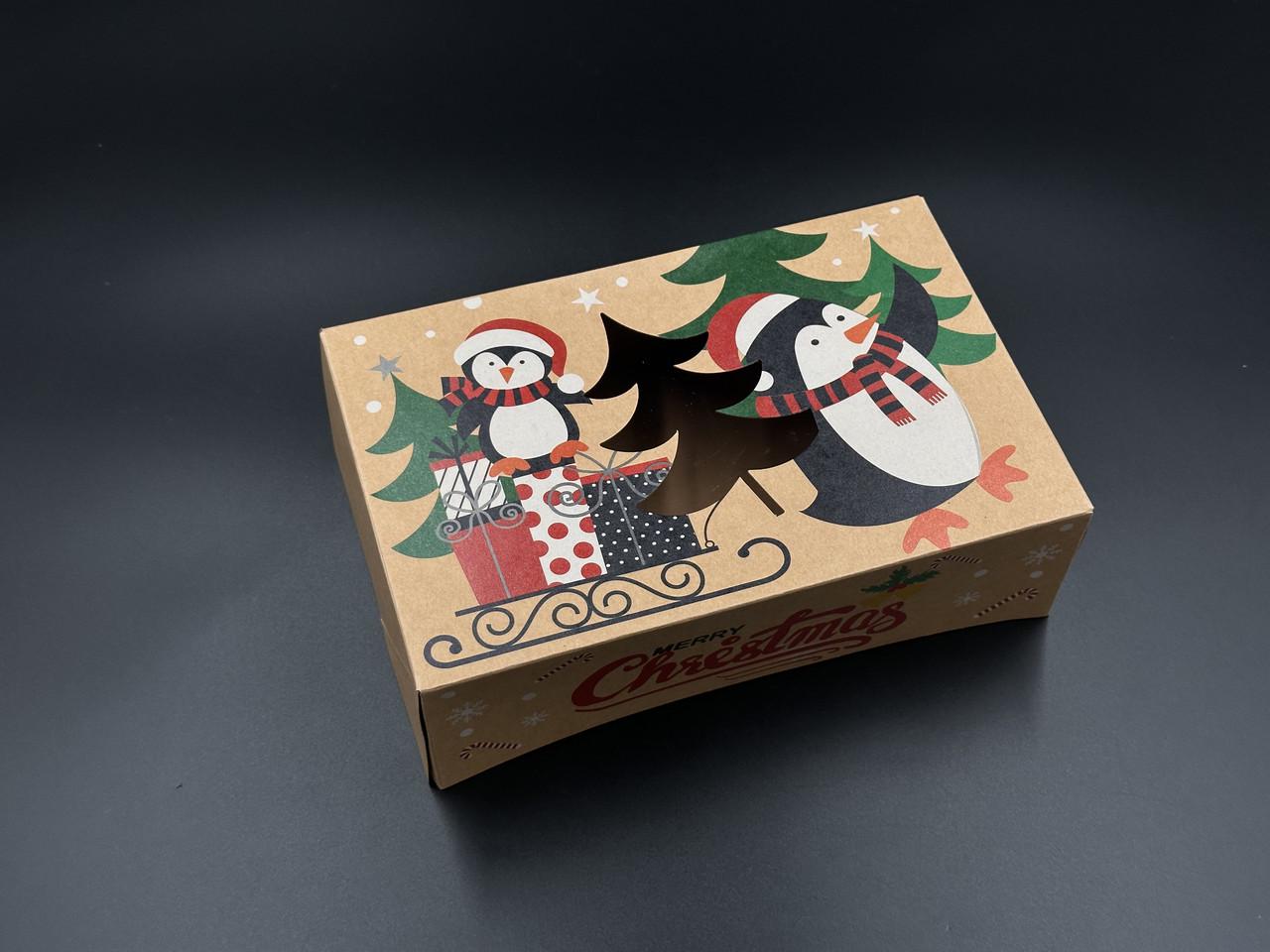 Коробка подарочная со смотровым окошком Елочка с принтом сборная картонная 22х14,5х7 см Крафт (OA-66) - фото 4 Коробка подарочная со смотровым окошком Елочка с принтом сборная картонная 22х14,5х7 см Крафт (OA-66) - фото 4