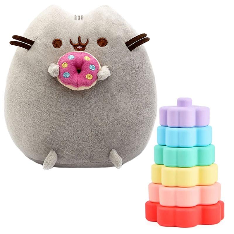 Игрушка мягкая Пушин кэт Pusheen cat с тактильной пирамидкой для развития моторики 23х25 см (n-11535)