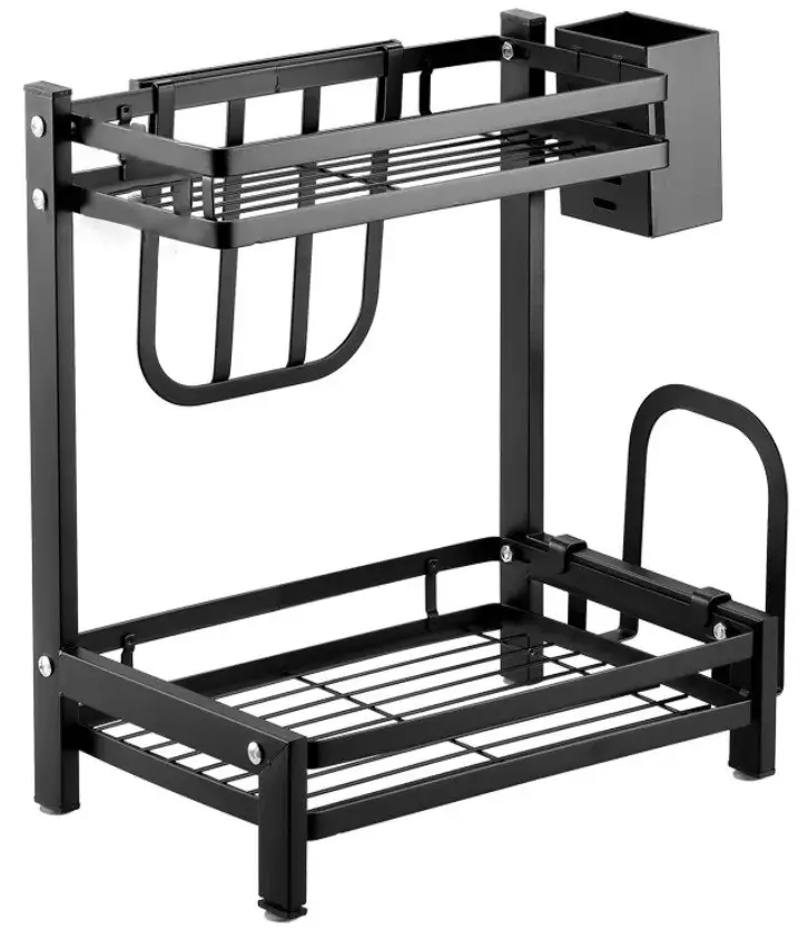Стеллаж кухонный RIAS 2 Level Multifunction Storage Rack 40x32,5x20 см Black (3_07652)