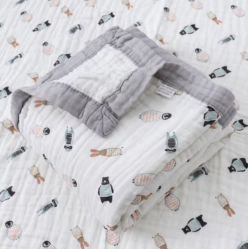 Плед муслиновый Mommy Bag Зверушки 110х110 см Серый (143990)