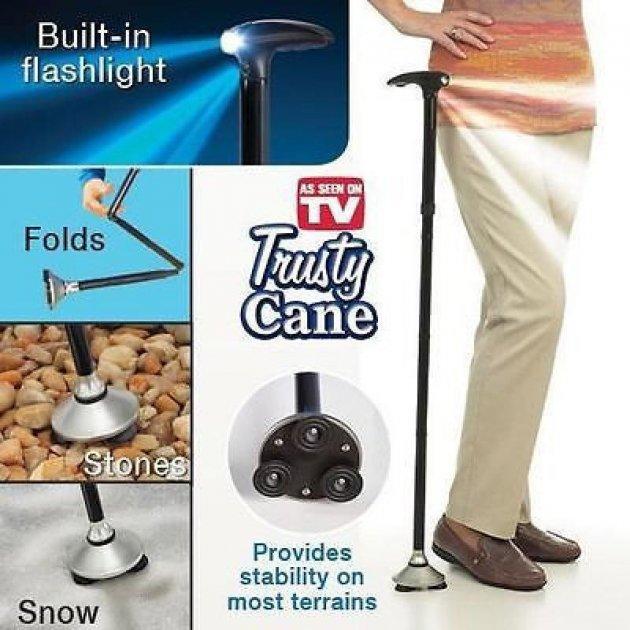 Тростина паличка для ходьби Trusty Cane TV Shop з ліхтариком телескопічна опора (OK005747) - фото 3