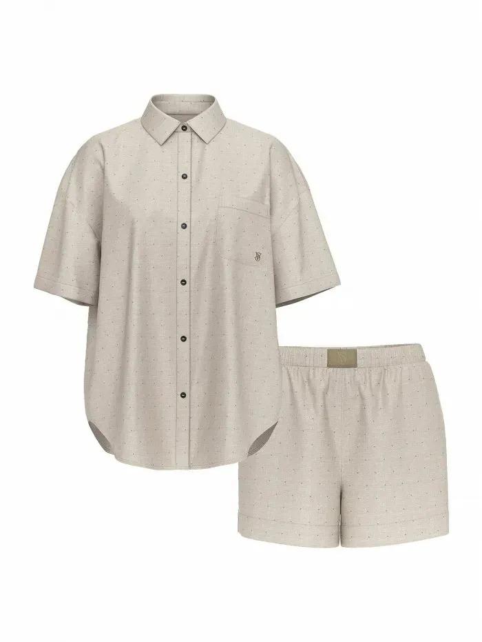 Піжама модал-котон сорочка/шорти Victoria's Secret Modal-Cotton Short Pajama Set XXL Хакі (26811535D) - фото 3 Піжама модал-котон сорочка/шорти Victoria's Secret Modal-Cotton Short Pajama Set XXL Хакі (26811535D) - фото 3