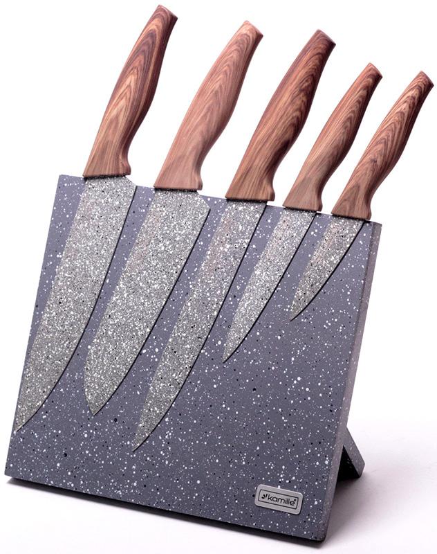 Набор кухонных ножей Kamille Oryen-46 на подставке 6 шт. (KM-5046)