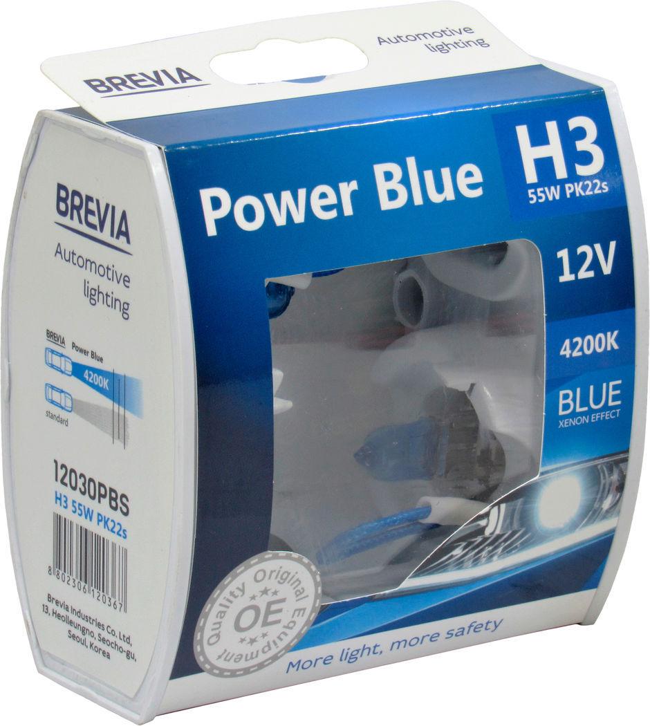 Лампочка галогенная Brevia H3 PK22 12V-55 Вт 4200K Power Blue 12030PBS 12V-H3 PK22 2 шт.