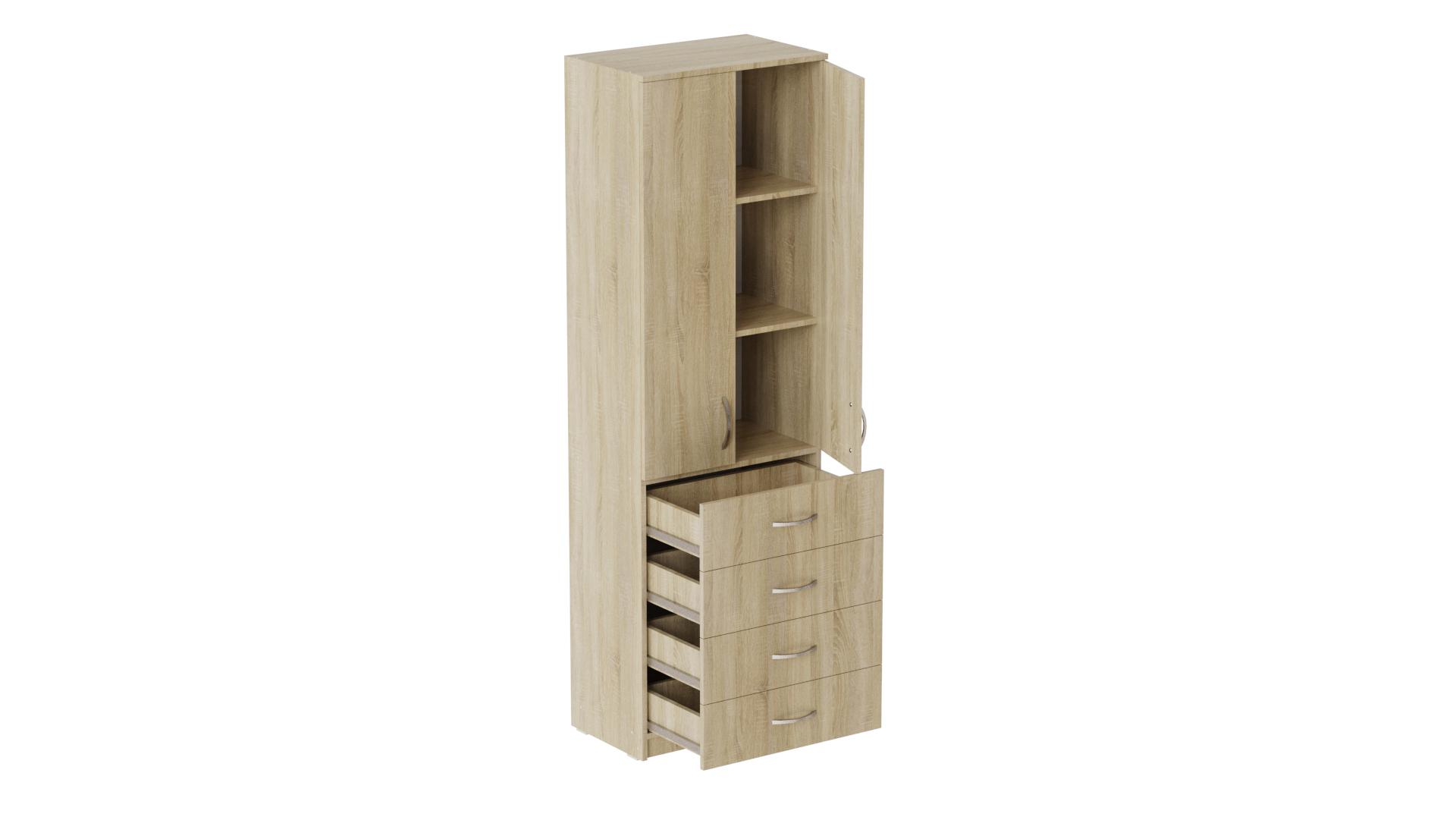 Шкаф Ferrum-decor Анжело на 3 полок с 2 дверями и 4 ящика ДСП 16 мм 1900x600x380 мм Дуб Сонома (FRD-104992)