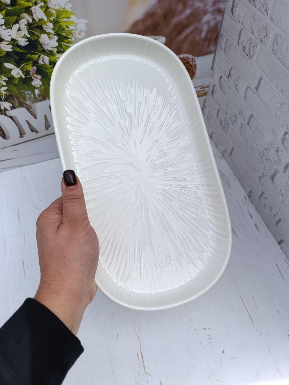 Блюдо сервірувальне Stenson MC5587 порцеляна 30,5х17,5 см Білий (MC5587) - фото 2