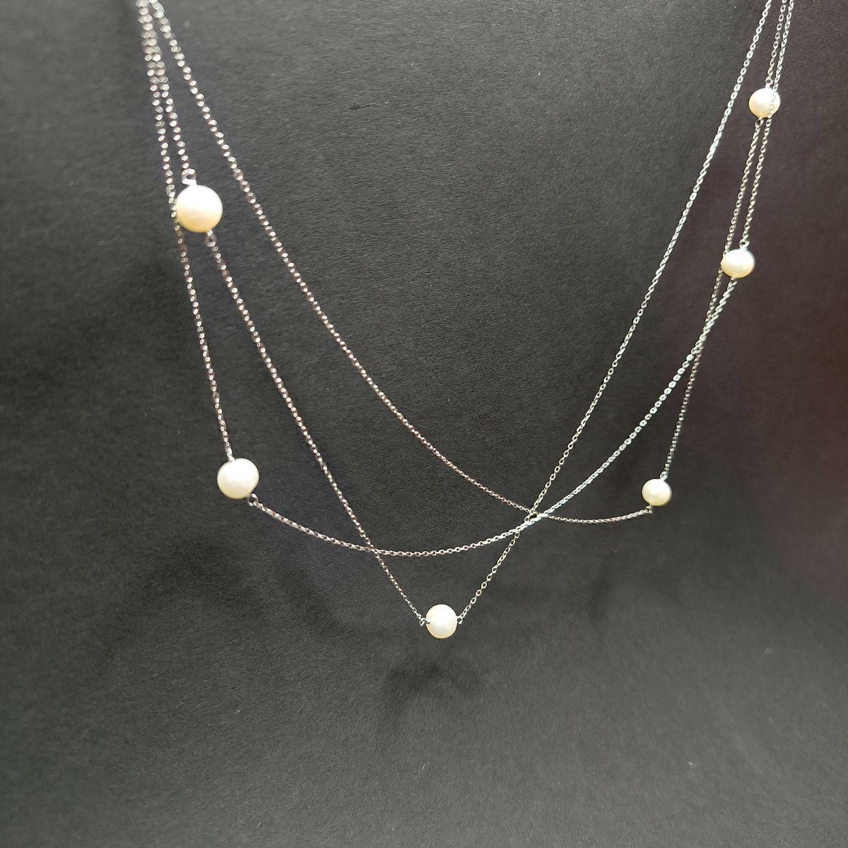 Колье серебряное с жемчугом - фото 3
