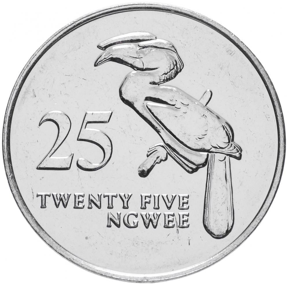Колекційна монета Замбія 25 нгве 1992 UNC Папуга (KM#29)