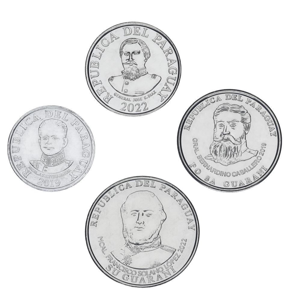 Коллекционные монеты Парагвай 4 шт. 2019-2022 UNC 50/100/500/1000 гуарани (М21235)