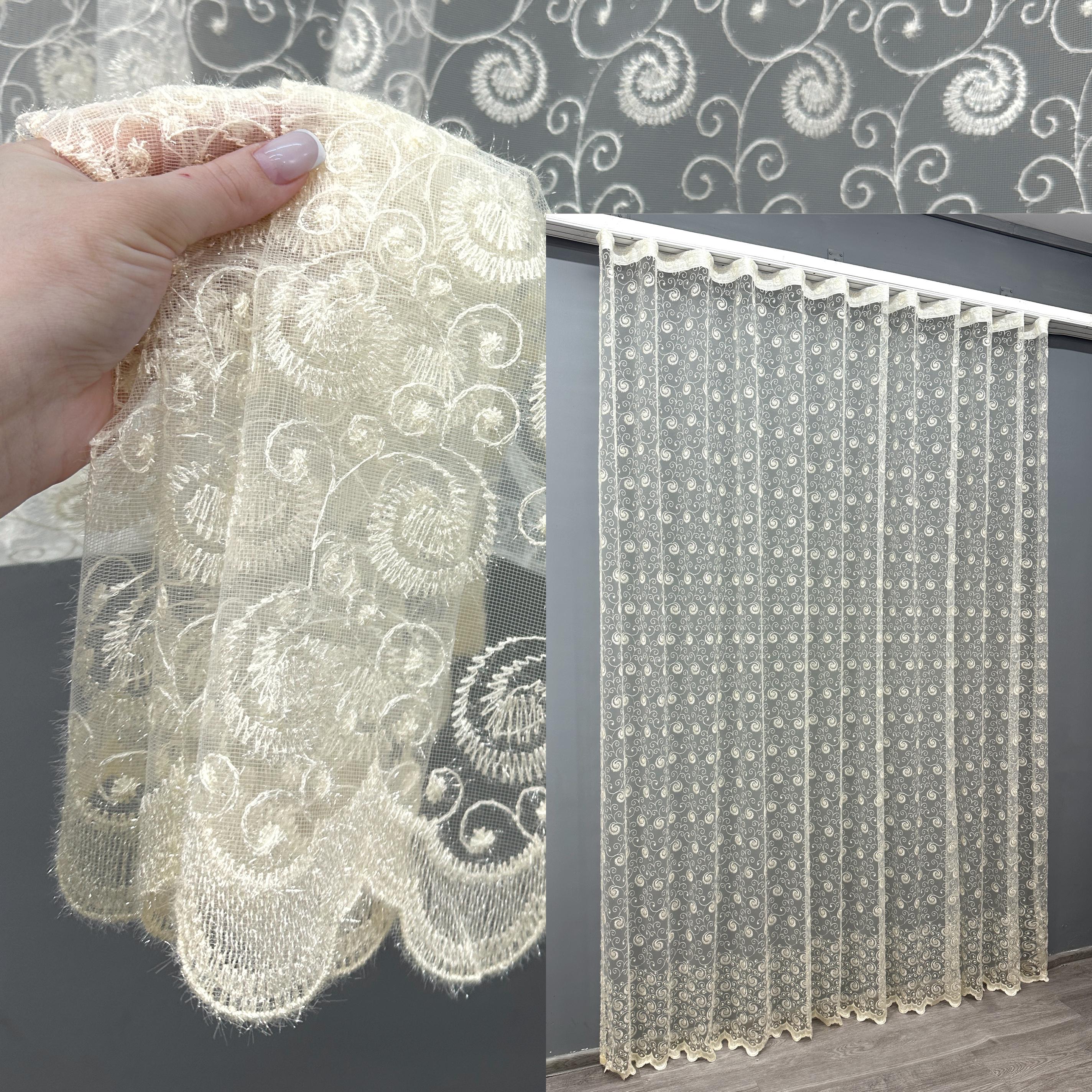 Тюль VR-Textil 1685т Органза с вышивкой и люрексом 300х270 см Молочный (42-0728) - фото 3 Тюль VR-Textil 1685т Органза с вышивкой и люрексом 300х270 см Молочный (42-0728) - фото 3