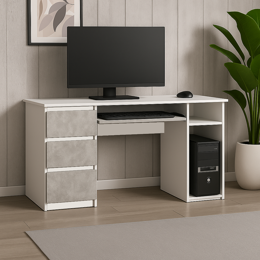 Стіл комп'ютерний СК2 3Я SENAM 780х1300х600 мм корпус ДСП Білий фасад ДСП Ательє Світлий