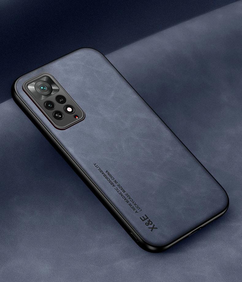 Кожаный чехол XnE Xiaomi Redmi Note 11 Pro (4G/5G) с металлической вставкой Blue (34277-28)
