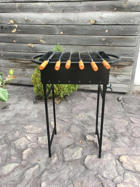 Мангал переносний Metalzavod M6-3N на 6 шампурів зі знімними ніжками Чорний (81-17-M6-3N) - фото 4 Мангал переносний Metalzavod M6-3N на 6 шампурів зі знімними ніжками Чорний (81-17-M6-3N) - фото 4