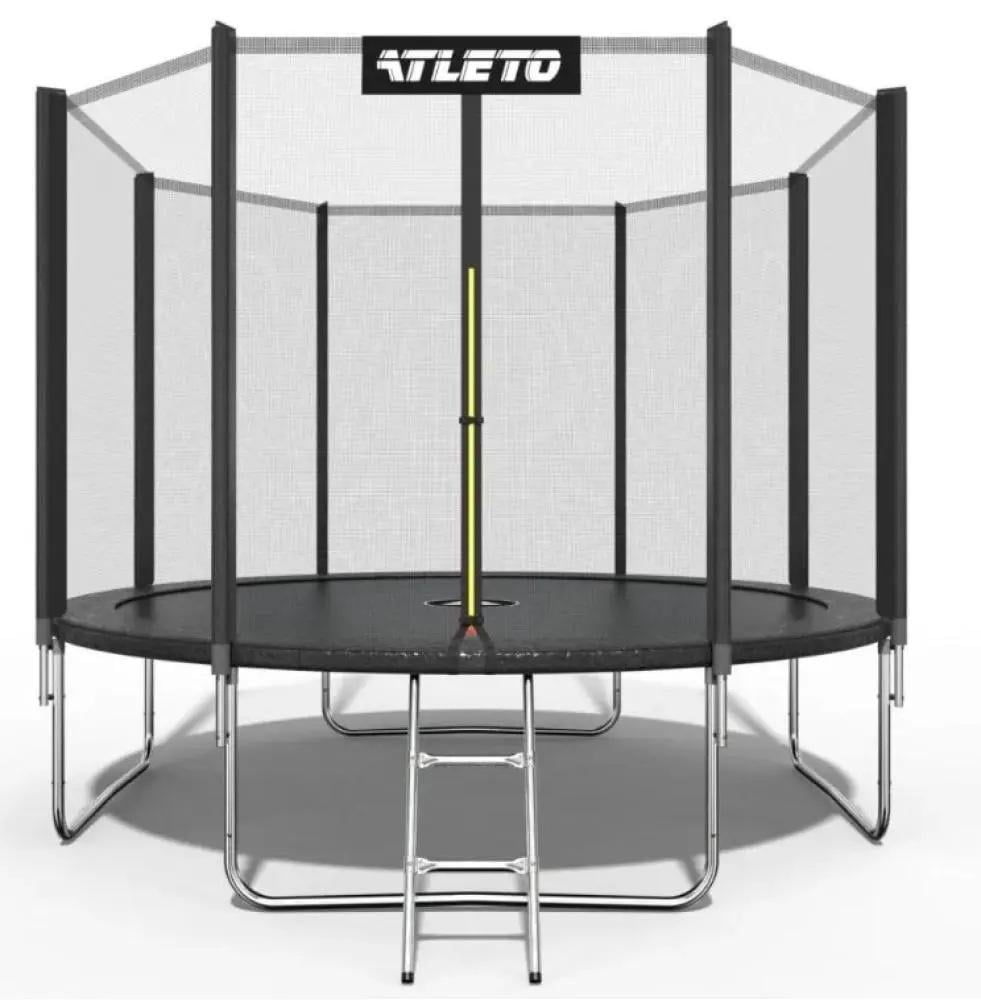 Батут детский Atleto с сеткой и стремянкой 435 см Черный (42400491)