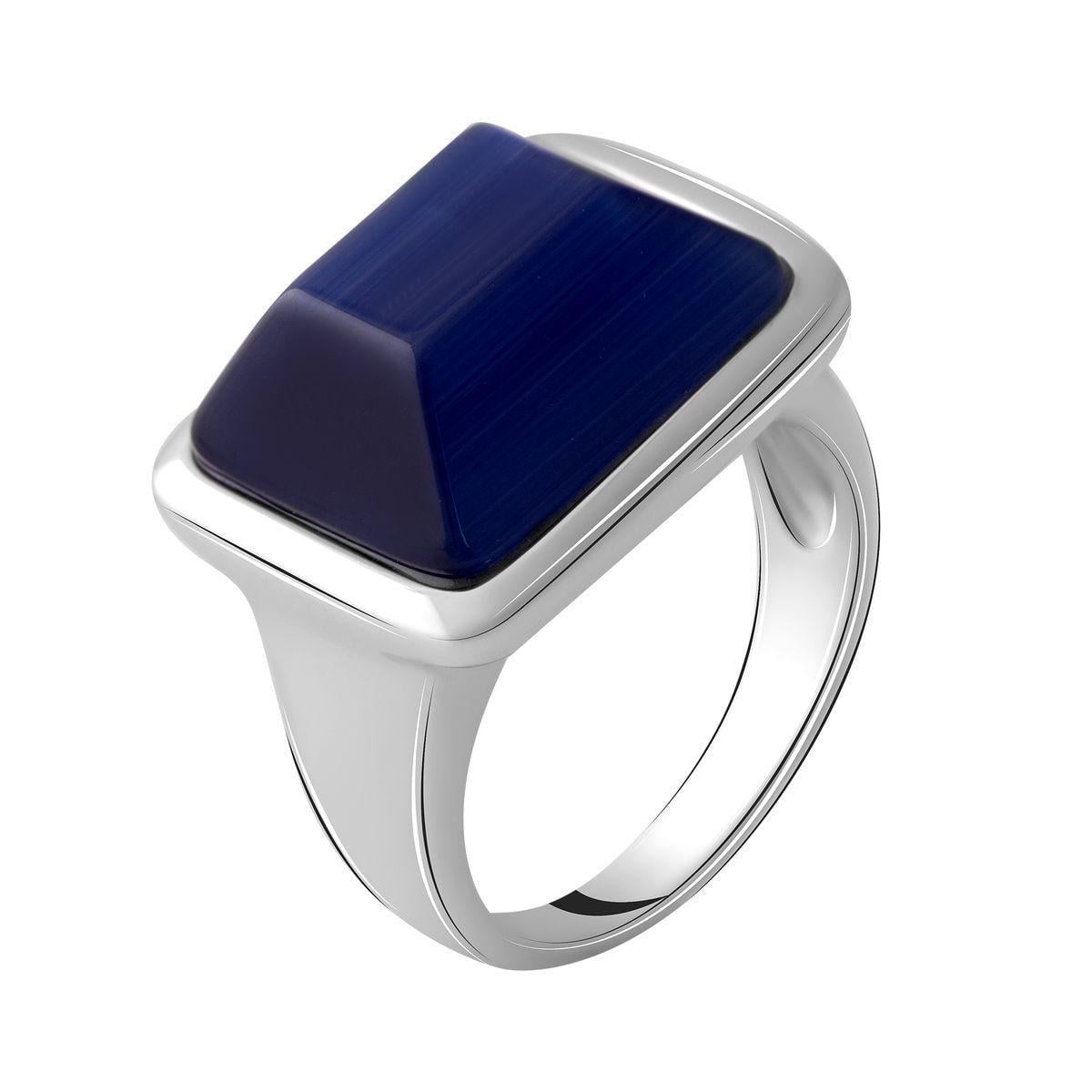 Кольцо серебряное с натуральным кошачьим глазом р. 17