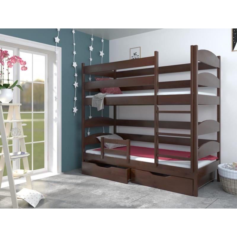 Кровать двухъярусная Luna mebli Лакки с бортиком/ящиками 90x190 см Орех темный (19049825)