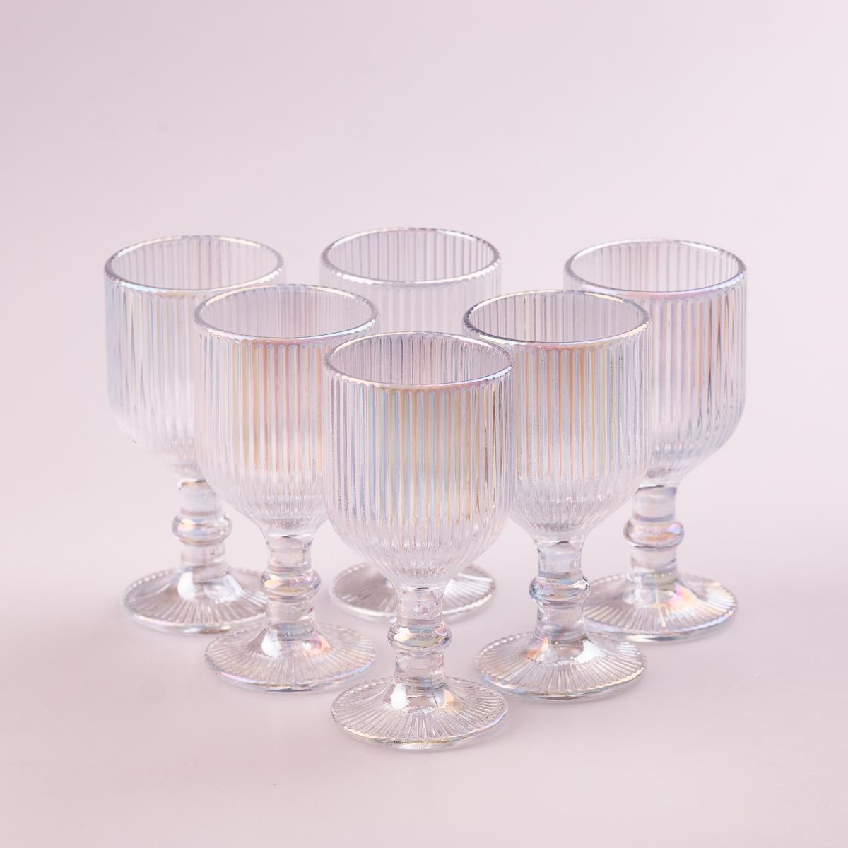 Набор рюмок фигурные ребристые из толстого стекла 6 шт. Rainbow (HP7111RB)