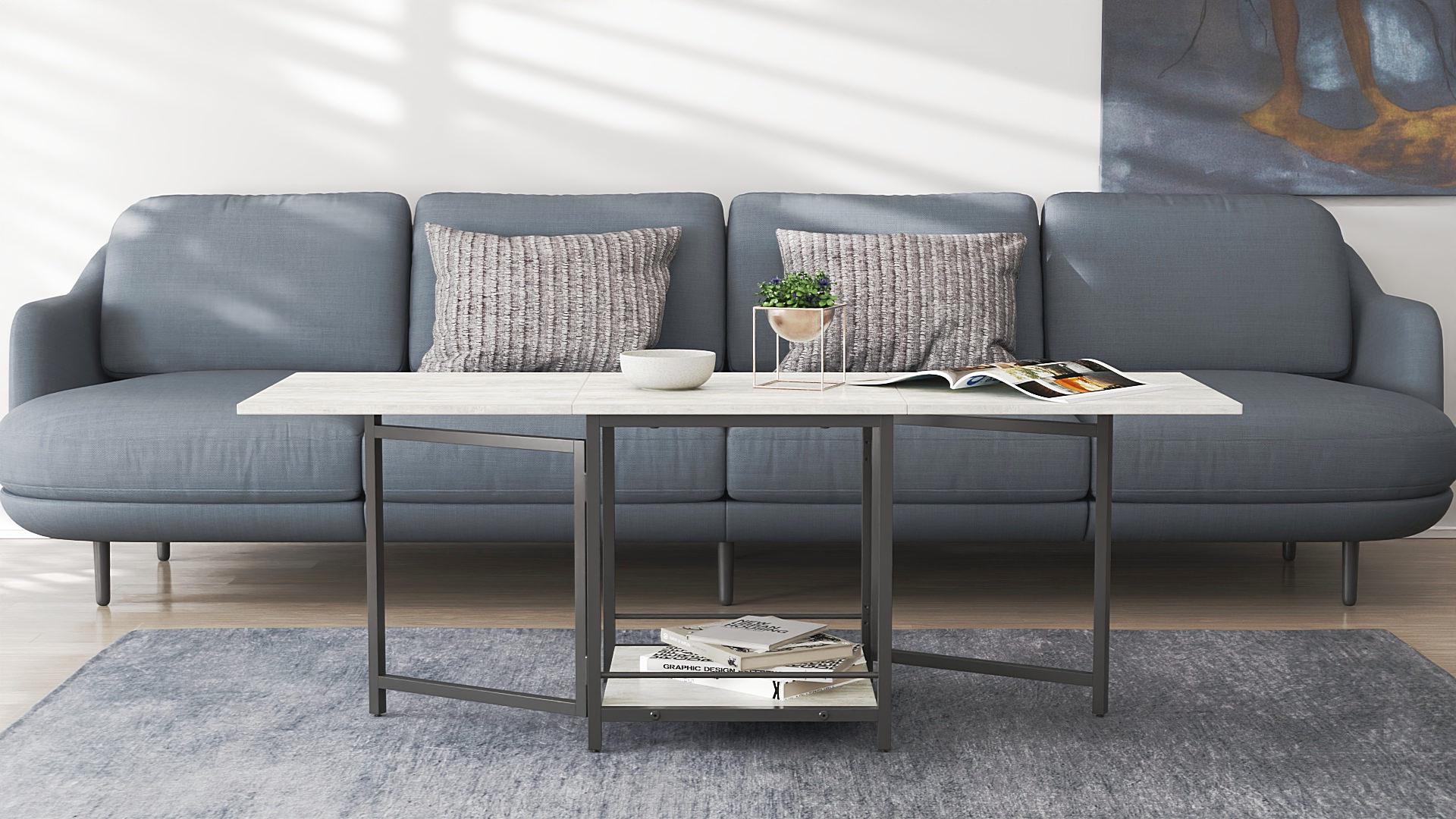 Стол журнальный трансформер Ferrum-decor Куб Комбо металл/ДСП 16 мм 650x540x532x500 мм Черный/Бетон (FRD-105155) - фото 5