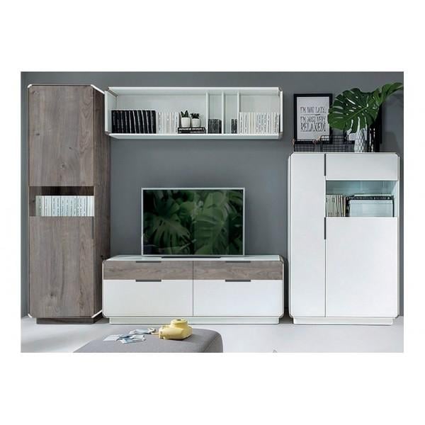 Стенка в гостиную комплект Gerbor Алиса из ДСП Нимфея альба/Шварцвальд