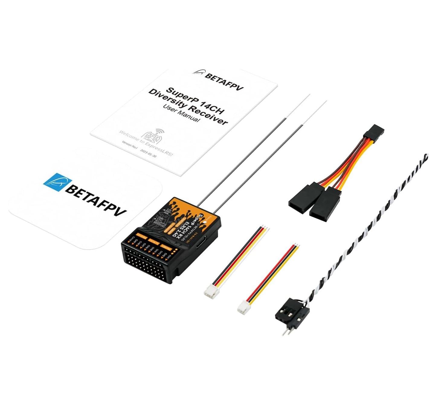 Приймач керування ELRS 2,4GHz BETAFPV SuperP Diversity PWM 14CH для всіх типів RC-моделей (00-00026776)