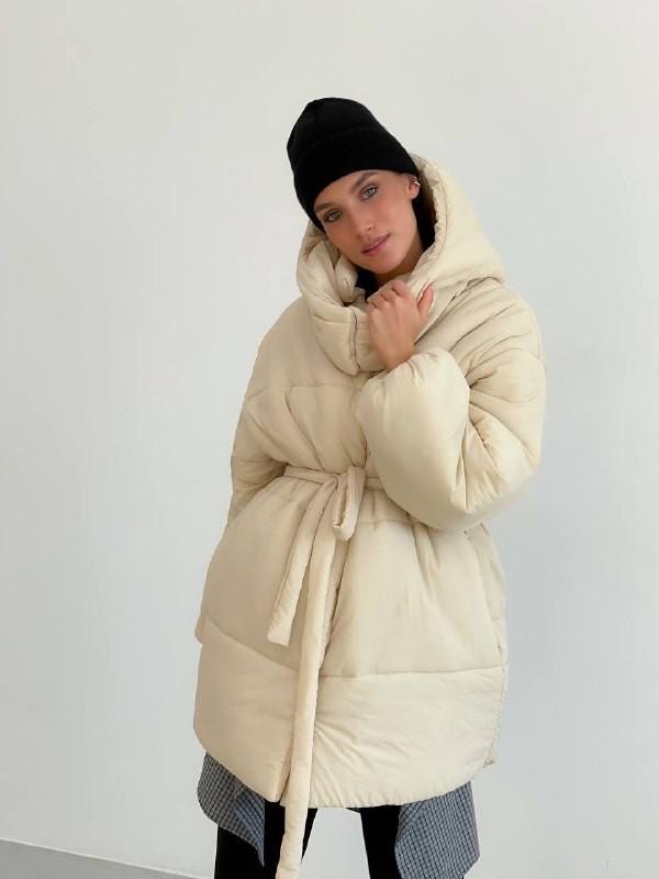 Куртка жіноча пухова ZF Inspire 1021 Оversize L-XL Бежевий (1021-Бж-L-XL) - фото 2 Куртка жіноча пухова ZF Inspire 1021 Оversize L-XL Бежевий (1021-Бж-L-XL) - фото 2