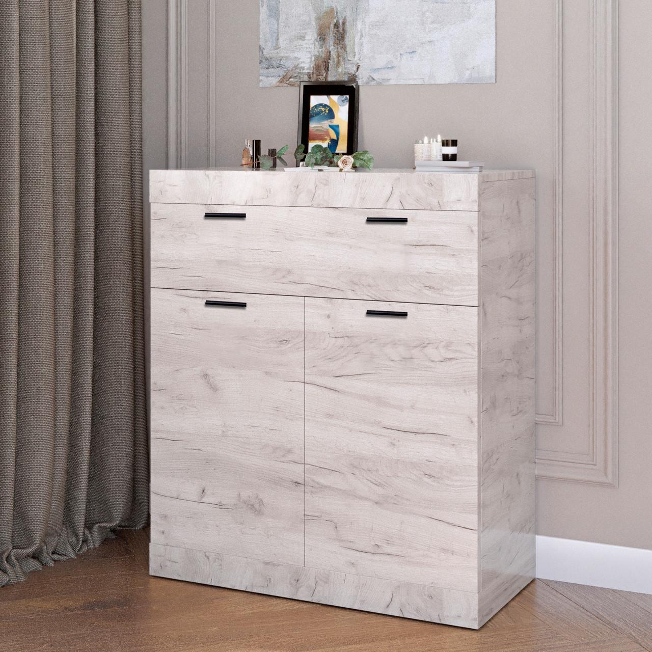 Комод Эверест Соната-4 с дверцей и ящиком 80х38х94 см Дуб крафт белый (DTM-2699) Комод Эверест Соната-4 с дверцей и ящиком 80х38х94 см Дуб крафт белый (DTM-2699)