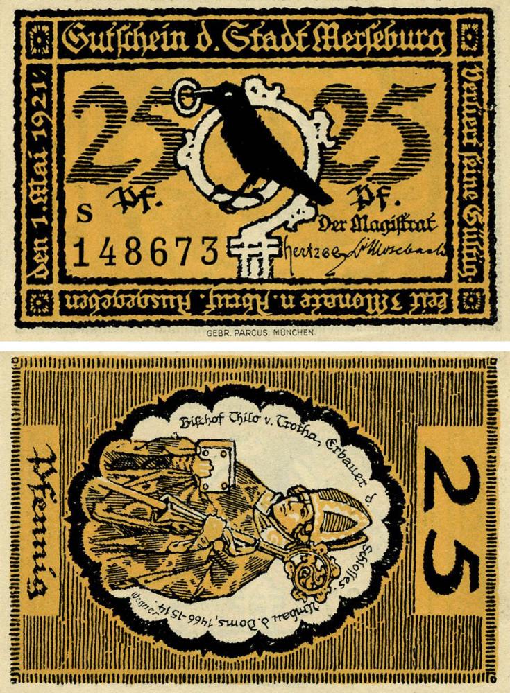 Коллекционная банкнота Германия Нотгельд 25 пфеннигов 1921 F-VF Мюнхен (Б18519)