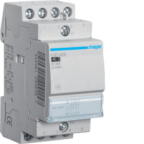 Контактор Hager 25A 4НВ 24В ESD425