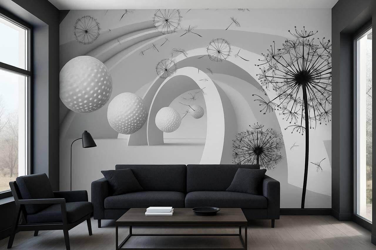 Фотообои флизелиновые Styleo Print-walls 3D Пушистые одуванчики 0168 300х250 см (Pw-0168/2)