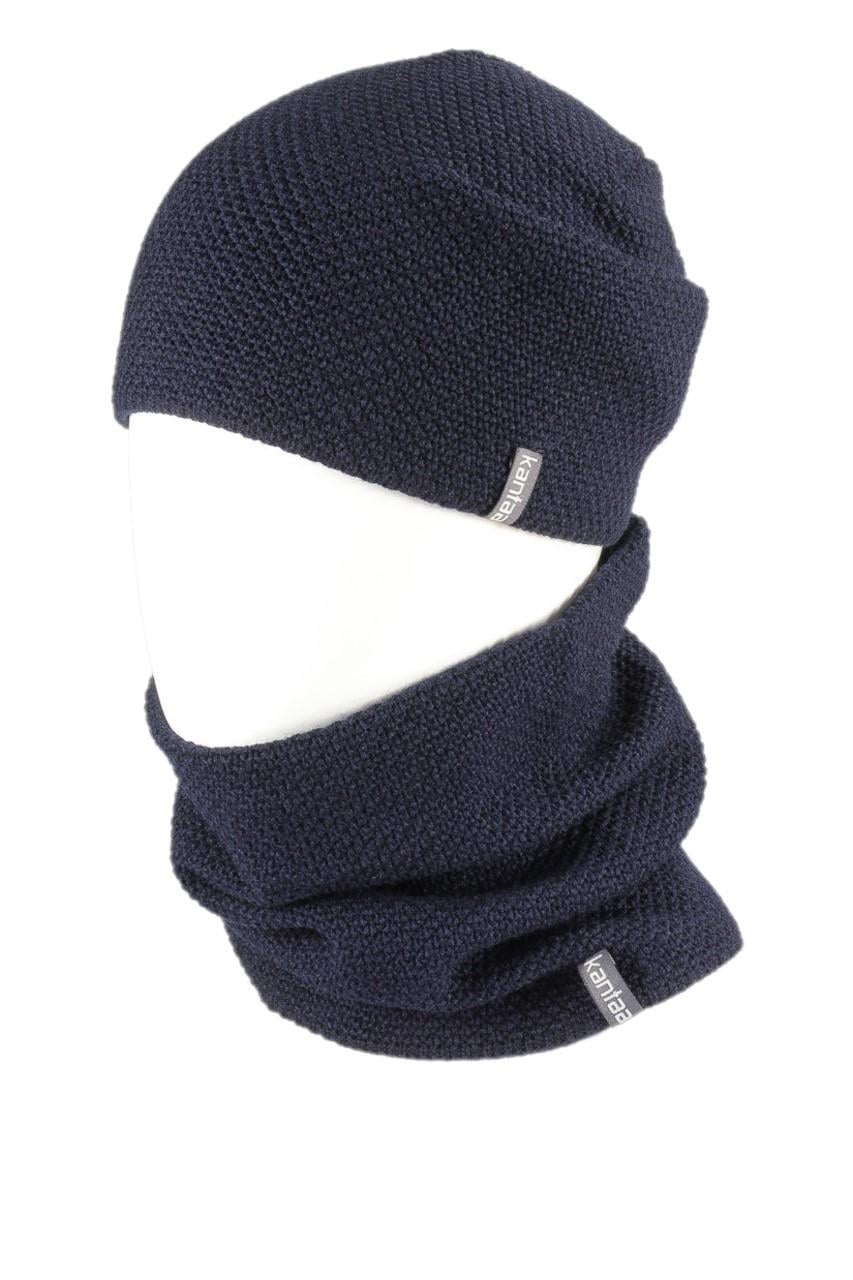 Вязаная шапка Кahta Fashion Hat с Buff снуд унисекс р. 57-58 Синий (OC-040)
