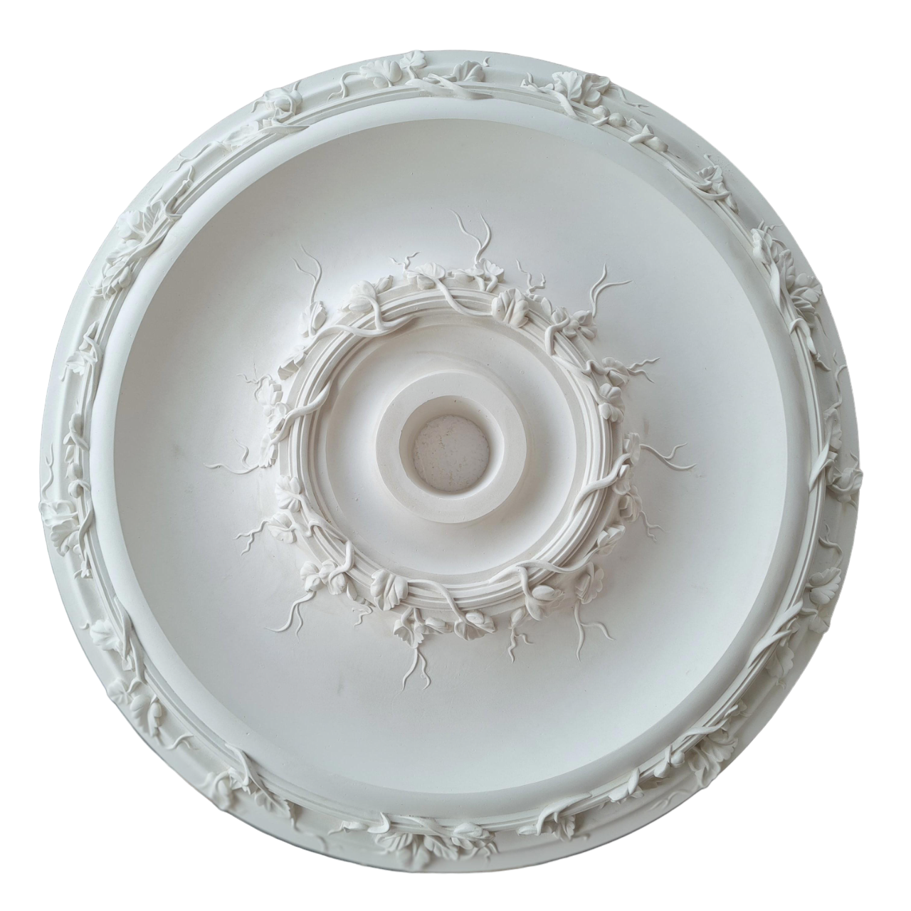 Розетка потолочная ErmitageDecor Р-130 классическая круглая с изящным ростительным орнаментом гипс ⌀ 600 мм