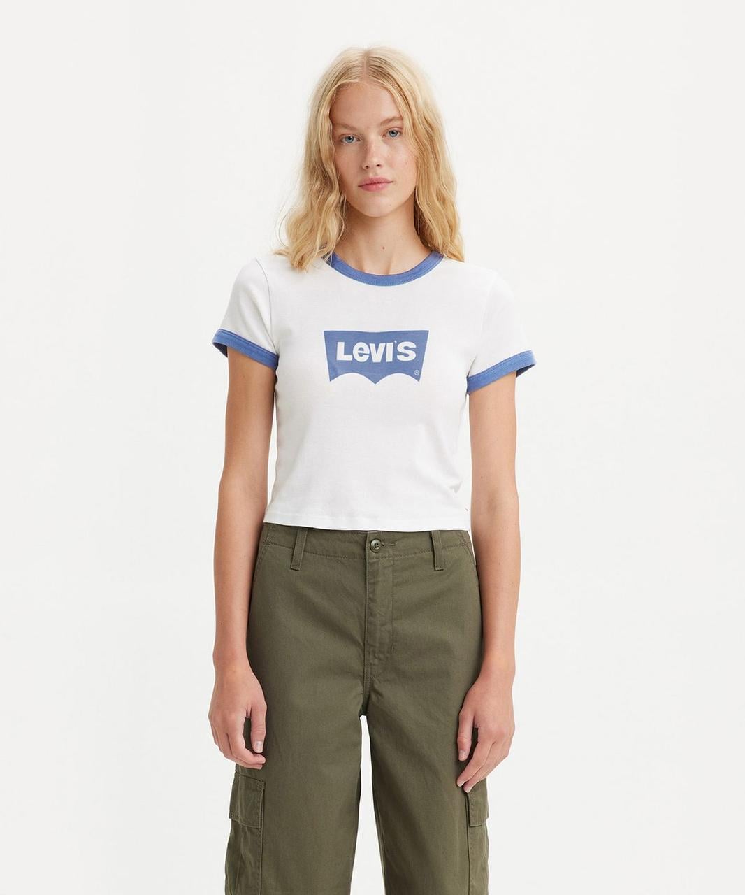 Футболка женская Levi's Grapchic ringer mini t-shirt Blue Yonder S Белый (2380807830)