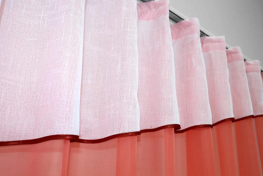 Занавеска на кухню шифон/лен 270х170 см Коралловый/Белый (047к) - фото 5 Занавеска на кухню шифон/лен 270х170 см Коралловый/Белый (047к) - фото 5