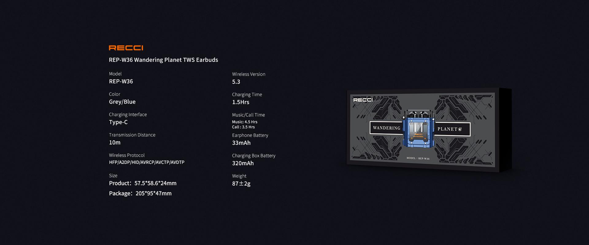 Навушники TWS Recci REP-W36 Bluetooth Сірий (REP-W36) - фото 8