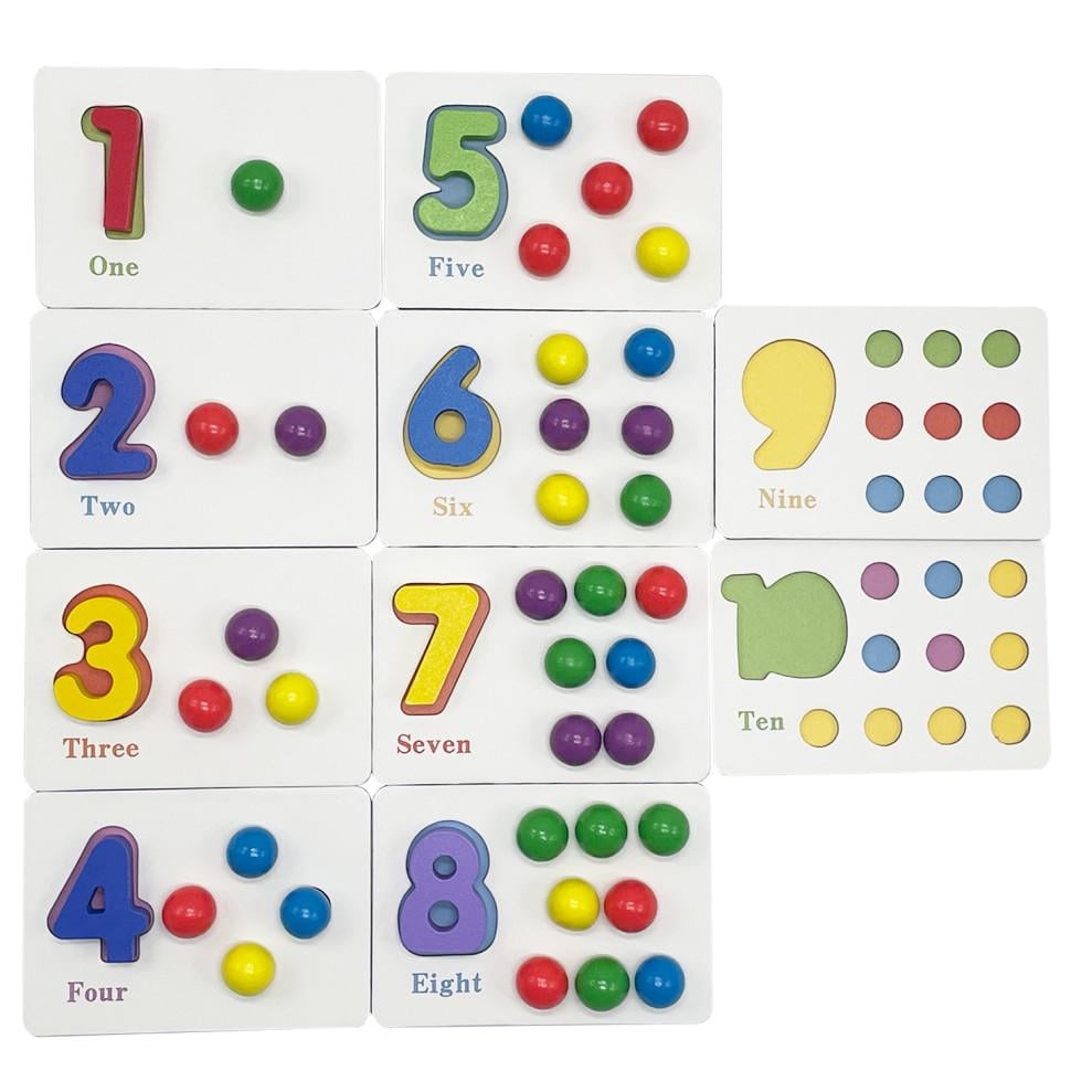 Детский набор Bambi Бусины с карточками и щипцами деревянный (ID-180-D-125)