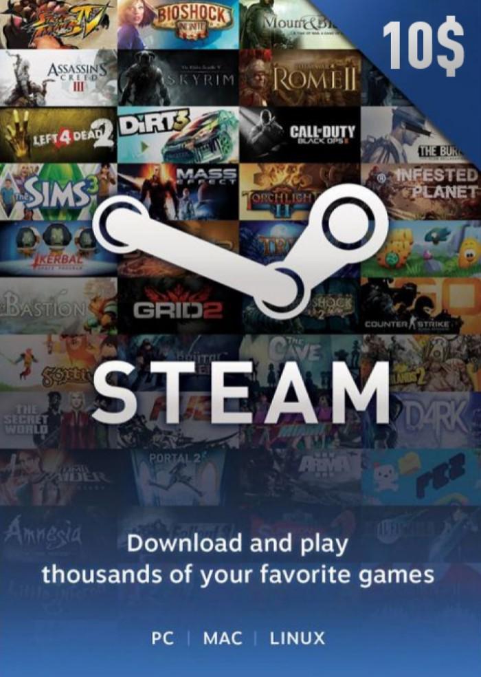 Код активации Steam Gift Card на 10 USD US регион (67581496)