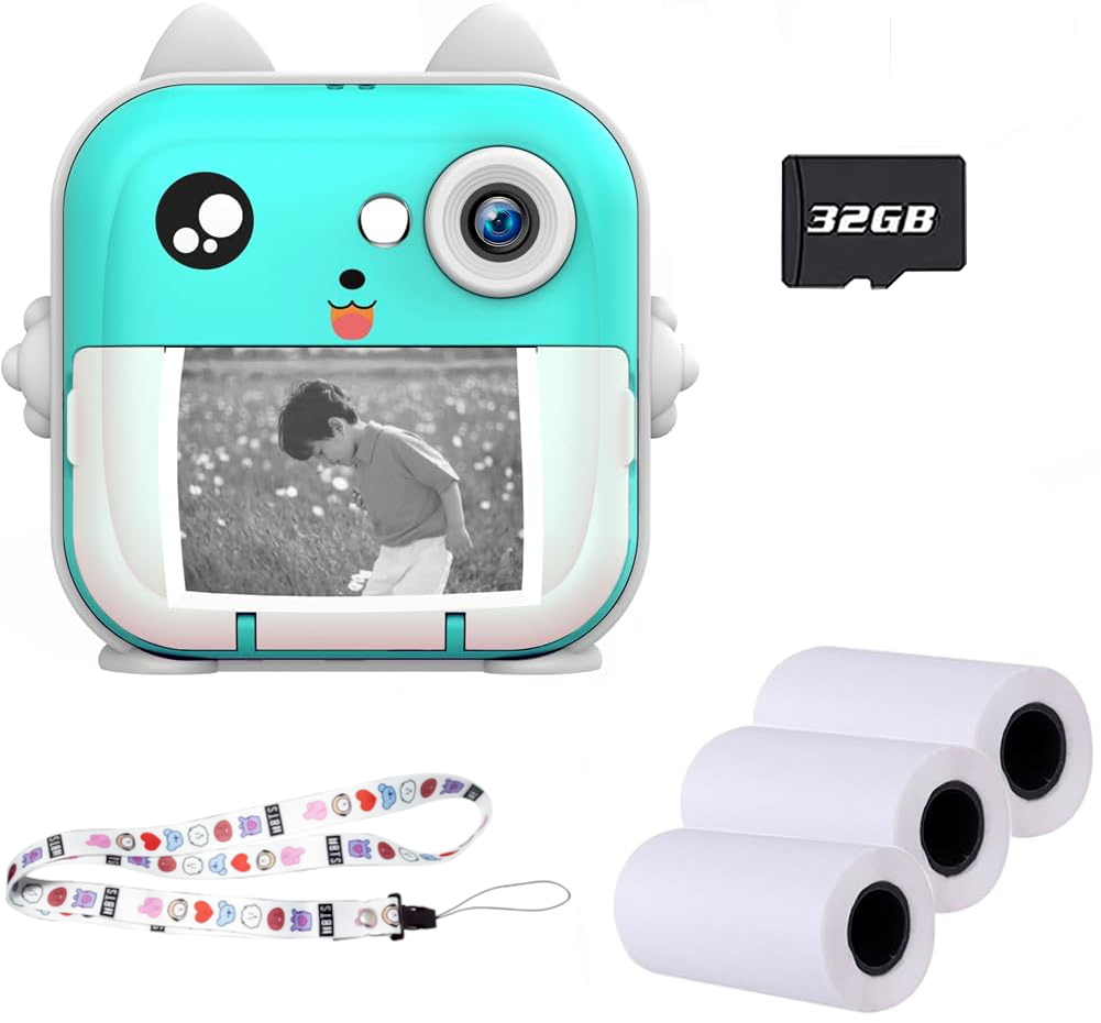 Фотоаппарат детский мгновенной печати с функцией видеосъемки print camera Бирюзовый (2257644840)