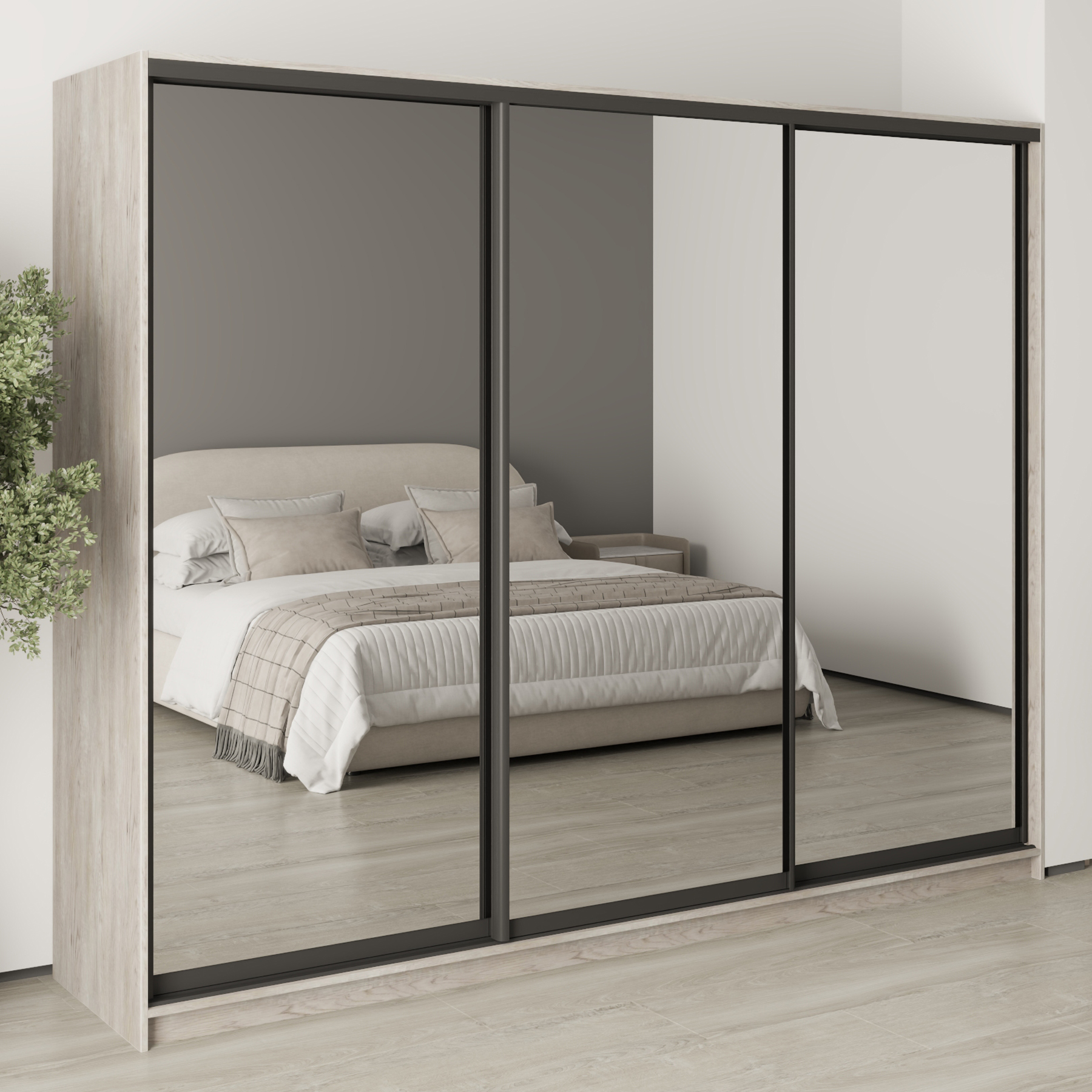 Шкаф-купе трехдверный Mebel Star Комбо BG MBS-9346 260х60х210 см Аляска серый (1009335)