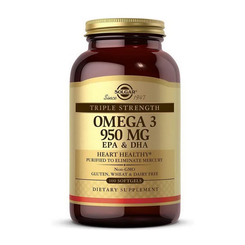 Омега-3 Solgar Omega-3 EPA & DHA Triple Strength 950 mg EPA 504 мг DHA 378 мг 100 м'яких капс.