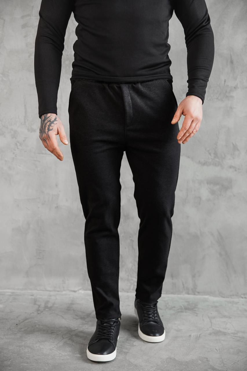 Штани чоловічі зимові slim-fit J0027 на флісі XL Чорний (J0027/3) - фото 1