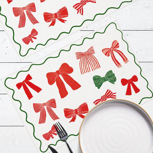 Салфетка тканевая сервировочная Presentville под тарелку Бантики 40х27 см 2 шт. (SRVS_R_26NY010)