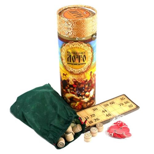 Настольная игра Казацкое лото с деревянными бочонками в тубусе (4260)