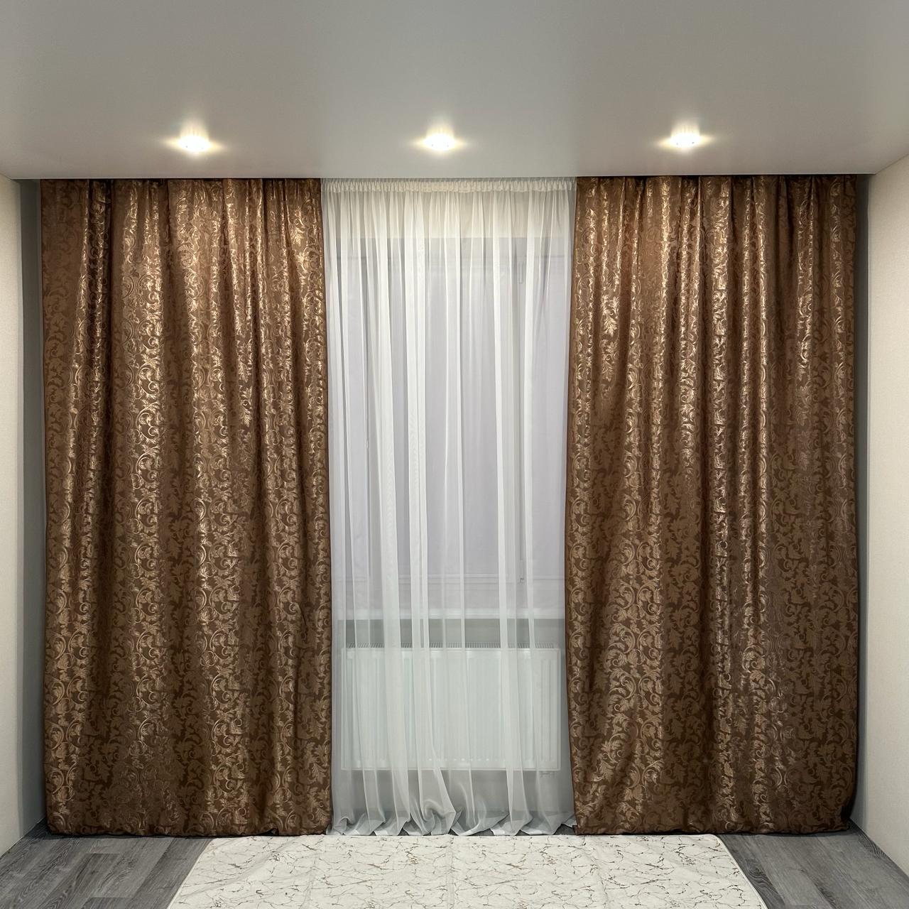Штори Севілья жаккардові 1,5 х2,7 м 2 шт. Коричневий - фото 2