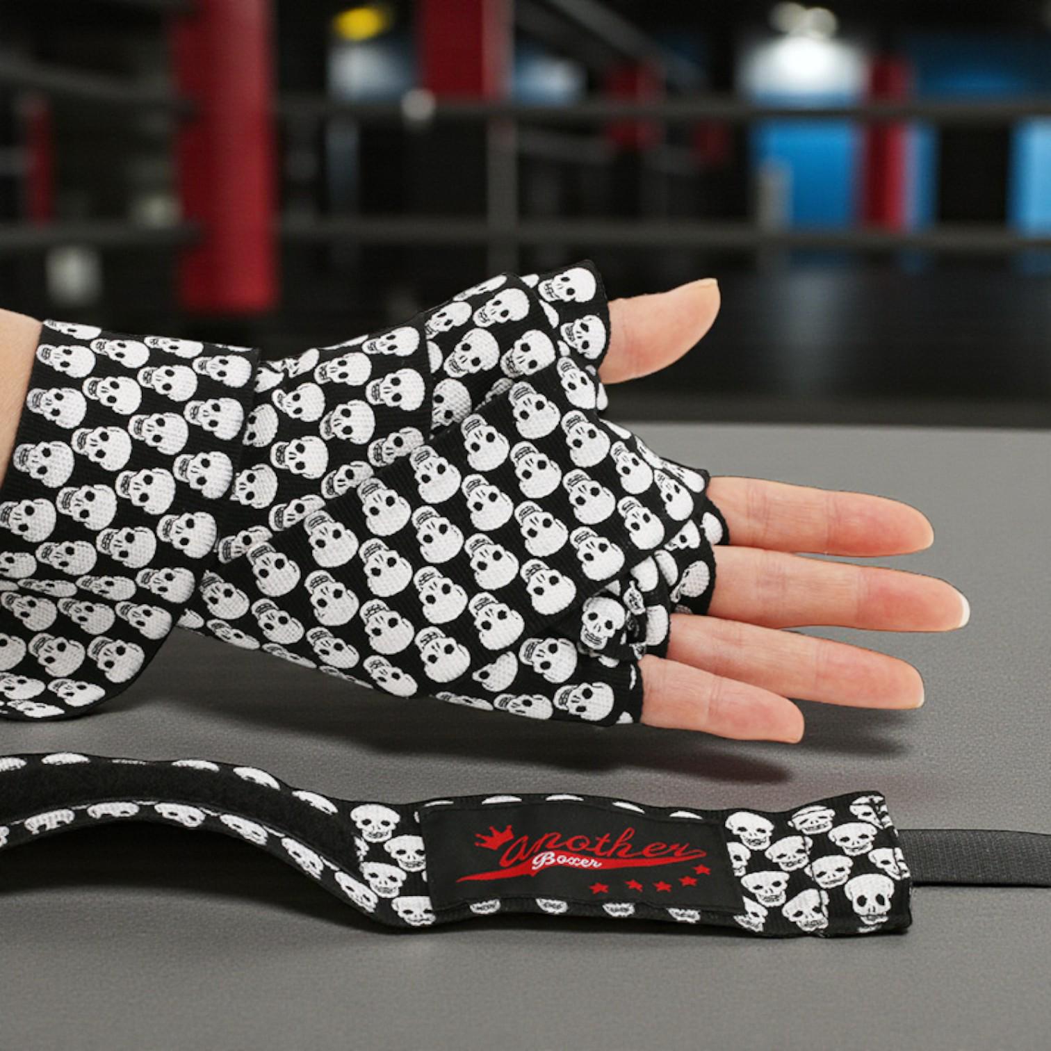 Бинты боксерские Another Boxer с принтом Череп 3 м Черный - фото 3