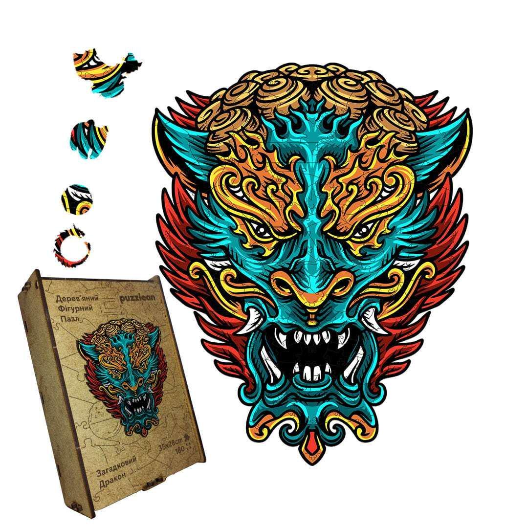 Пазл дерев'яний Загадковий Дракон А4 картонна коробка 100 ел. (puzzlean-715-KART-А4)
