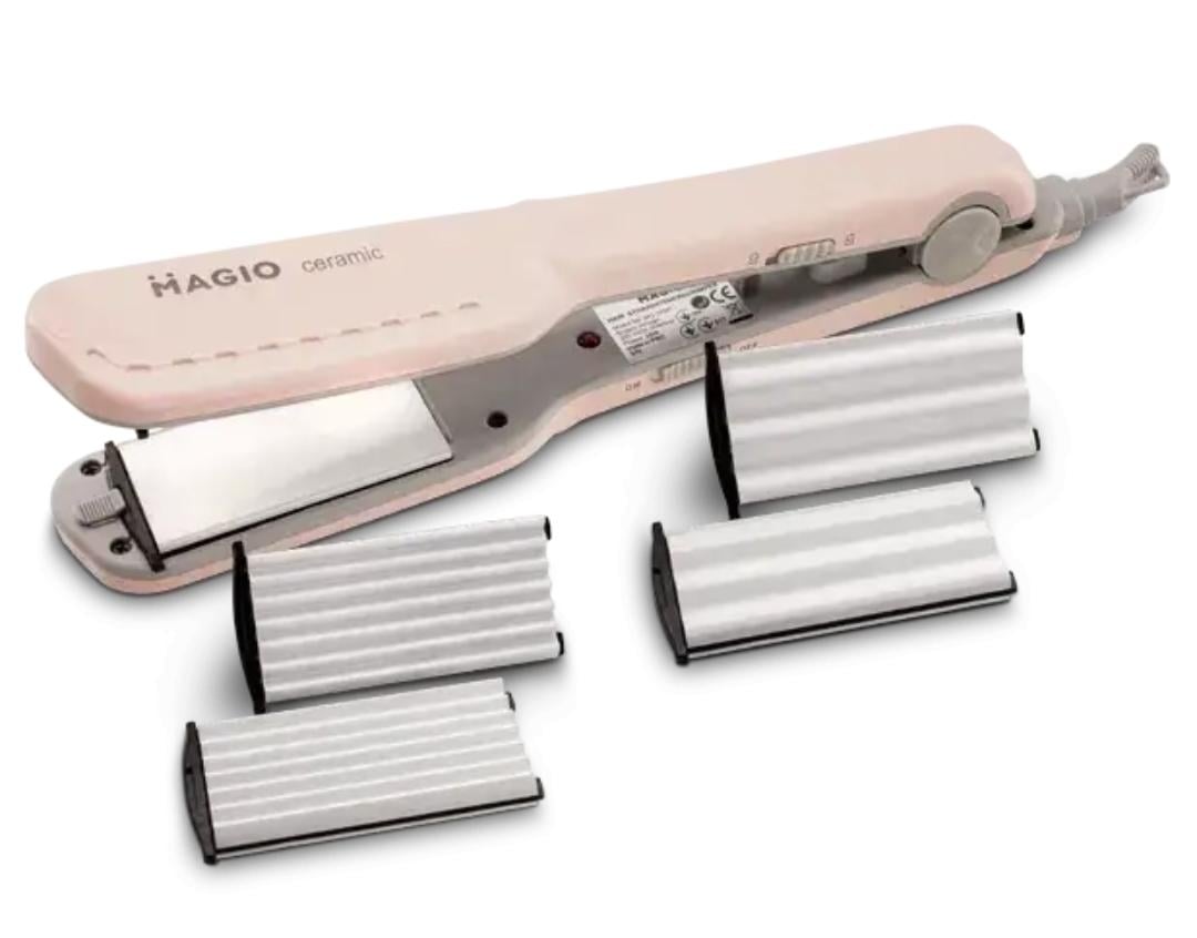 Плойка-выпрямитель для волос Magio MG-175P с насадками для гофре Розовый (MG-175P) - фото 2 Плойка-выпрямитель для волос Magio MG-175P с насадками для гофре Розовый (MG-175P) - фото 2